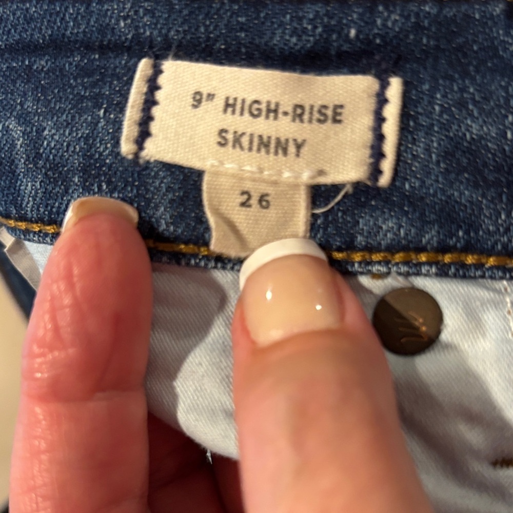 Madewell 9” High Rise Skinny Button Fly Dark Blue Jeans size 26 (4) - Picture 7 of 10